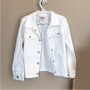 Little Lass white denim jacket NWT